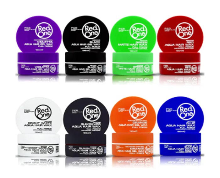 Gamme de cires RedOne Aqua Hair Wax, huit teintes