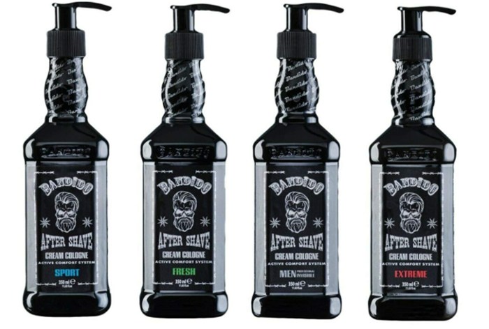Quatre flacons d'after-shave Bandido : Sport, Fresh, Men, Extreme